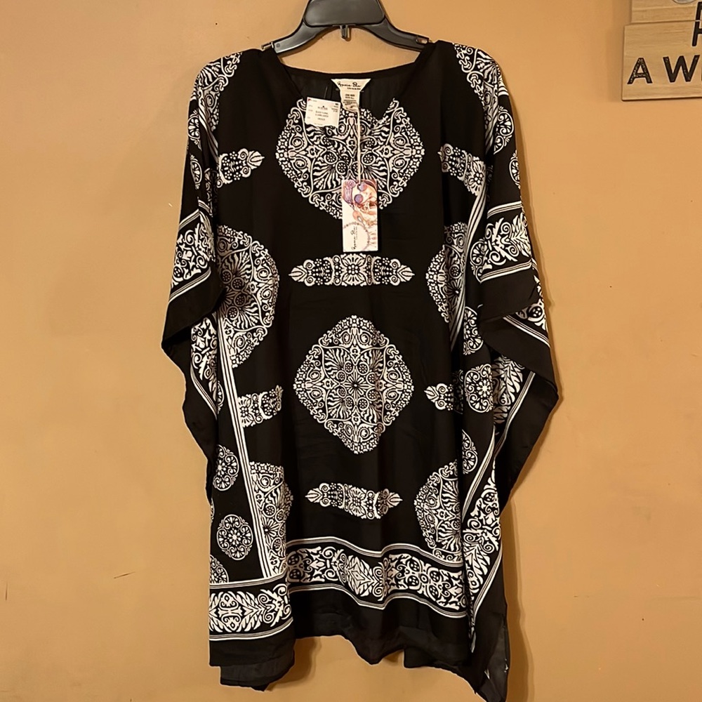 Black Floral Swim Coverup NWT One Size